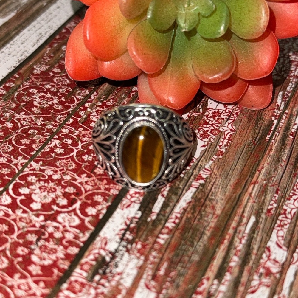 Silver Tiger Eye Silver Ring - image 2